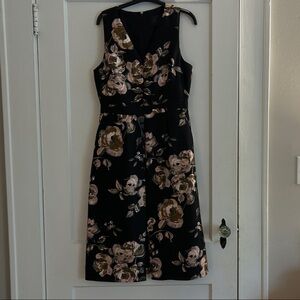 J. Crew Black Floral Midi Dress
